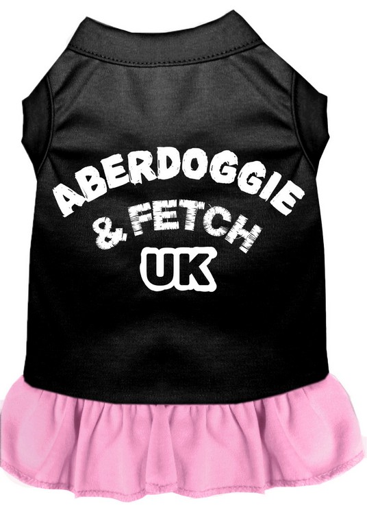 Aberdoggie UK Screen Print Dog Dress Black with Light Pink Med